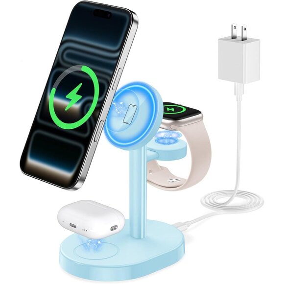 2025 3 in 1 Wireless Charging Station for Apple MagSafe Charger 15W Fast Magnet